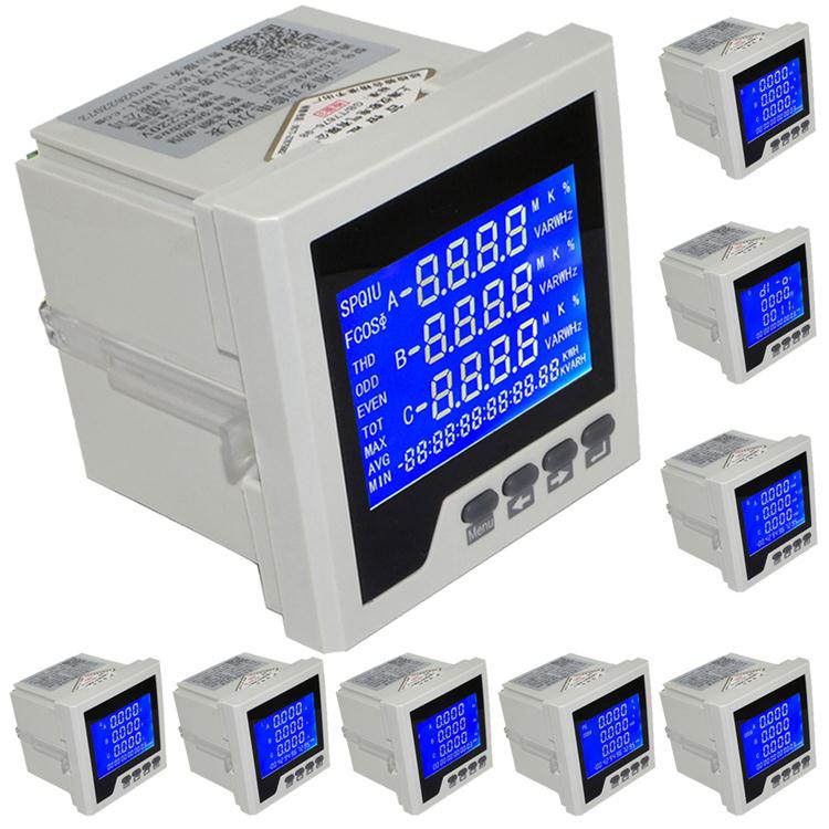 YG194E-9SY 3P Три-фаза Мултифункционален LCD Дигитален Volt Засилувач Моќ Метар Енергија Акумулација RS-485 Мрежа Табела