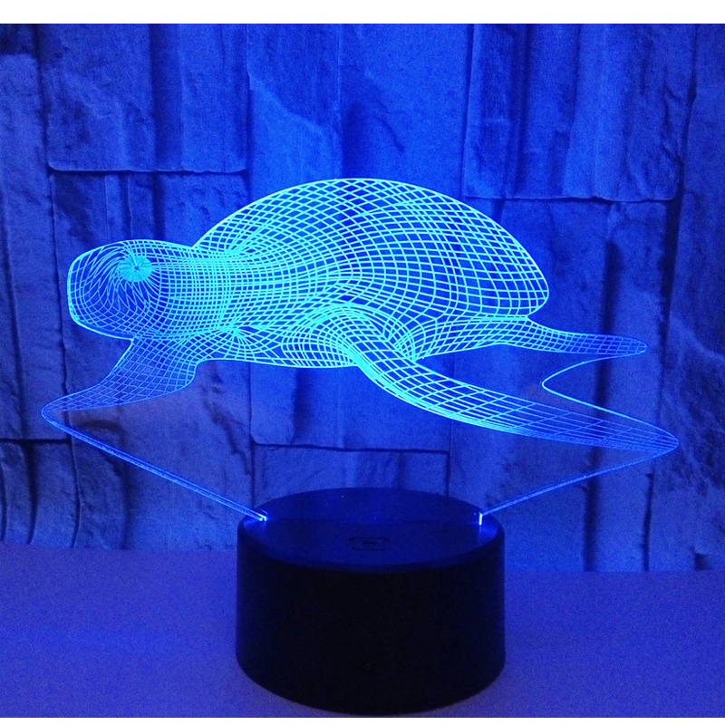 3D LED Ноќ Светлина Морска Желка Желка со 7 Бои на Светлината за Домашна Декорација Светилка Неверојатни Визуелизација