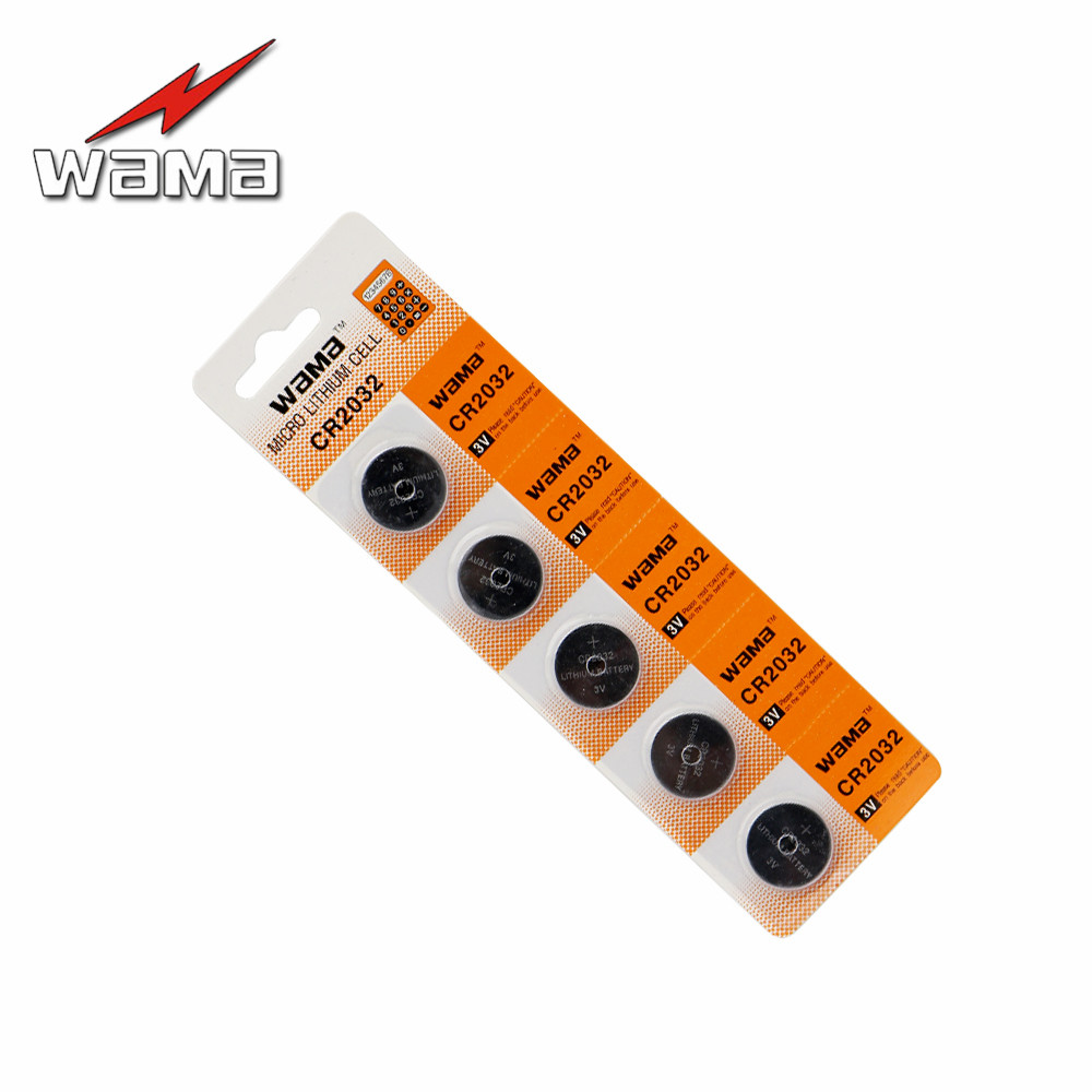 5pcs/пакет Wama 3V CR2032 Копчето Мобилен Монета Батеријата BR2032 DL2032 EA2032C ECR2032 CR до 2032 Li-ion Литиум Автомобил Далечинскиот управувач Батерии