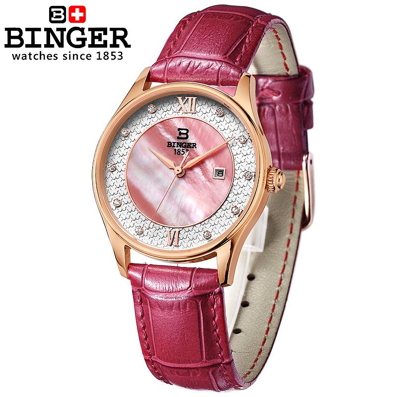 Швајцарија Binger часовници жените модни луксузни Дами Види кожа за на рака кварц пеперутка дијамант рачни часовници
