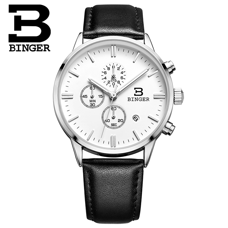 Швајцарија мажите се види луксузен бренд рачни часовници BINGER Кварц мажите часовници водоотпорен Авто Датум Хронограф
