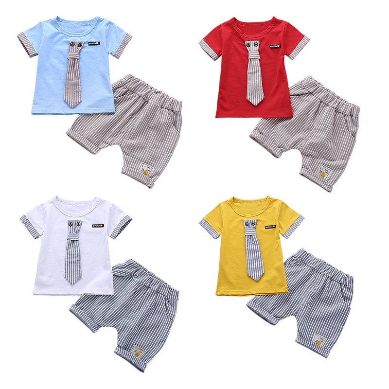 2018 Секојдневен Дете Облека Поставите Лето Лажни-јака Солидна Т-маица+Едноставни Шорцеви 2 парчиња Одговараат на Топла Продажба на Облека Тренерки