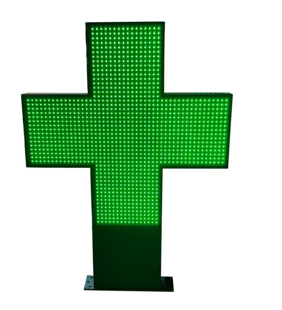 Led аптека крстот екран p16 зелена боја 800x800mm двојно страна болница крстот екран