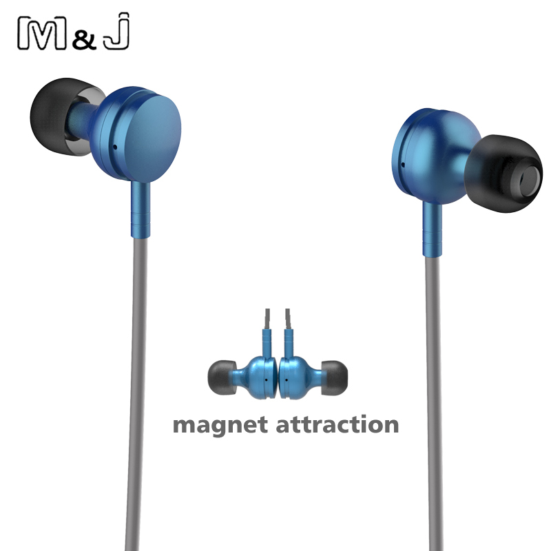 М&J Нова Безжична Bluetooth 4.1 Стерео Слушалка Магнет Метал Earbuds Спорт Работи Студио Музика Слушалка За Iphone 7 Плус