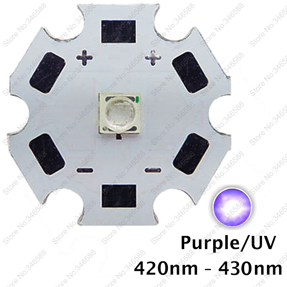 5pcs 3W 420nm да 430nm УВ Ултравиолетови Виолетова Боја 3535 Epileds Висока Моќност LED Светло Emitter Диоди на 8/12/14/16/20mm Ѕвезда PCB