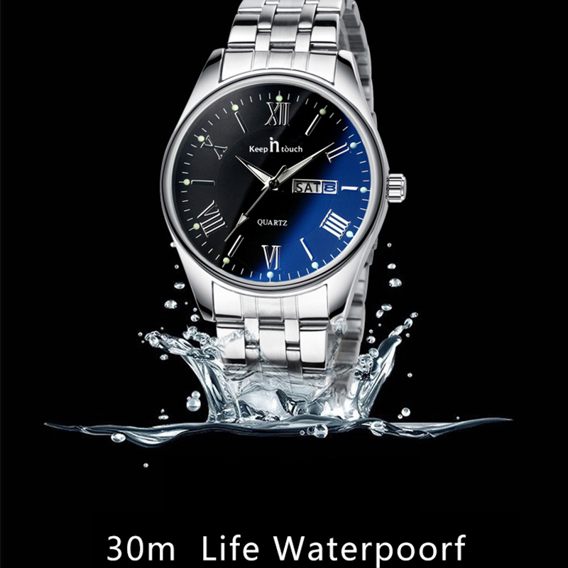 ЗАДРЖИ Во Допир Парови се Види За Љубителите Бизнис Луксузни Мажите и Жените рачни часовници Кварц Waterpoof Calerdar Свадба Подароци