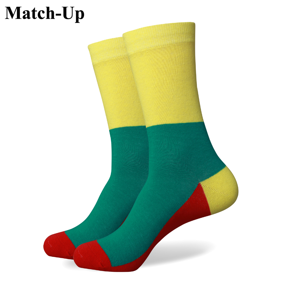 Натпревар-Up Зелена и црвена боја жолта нови мажите шарени чешлани памучни чорапи 261