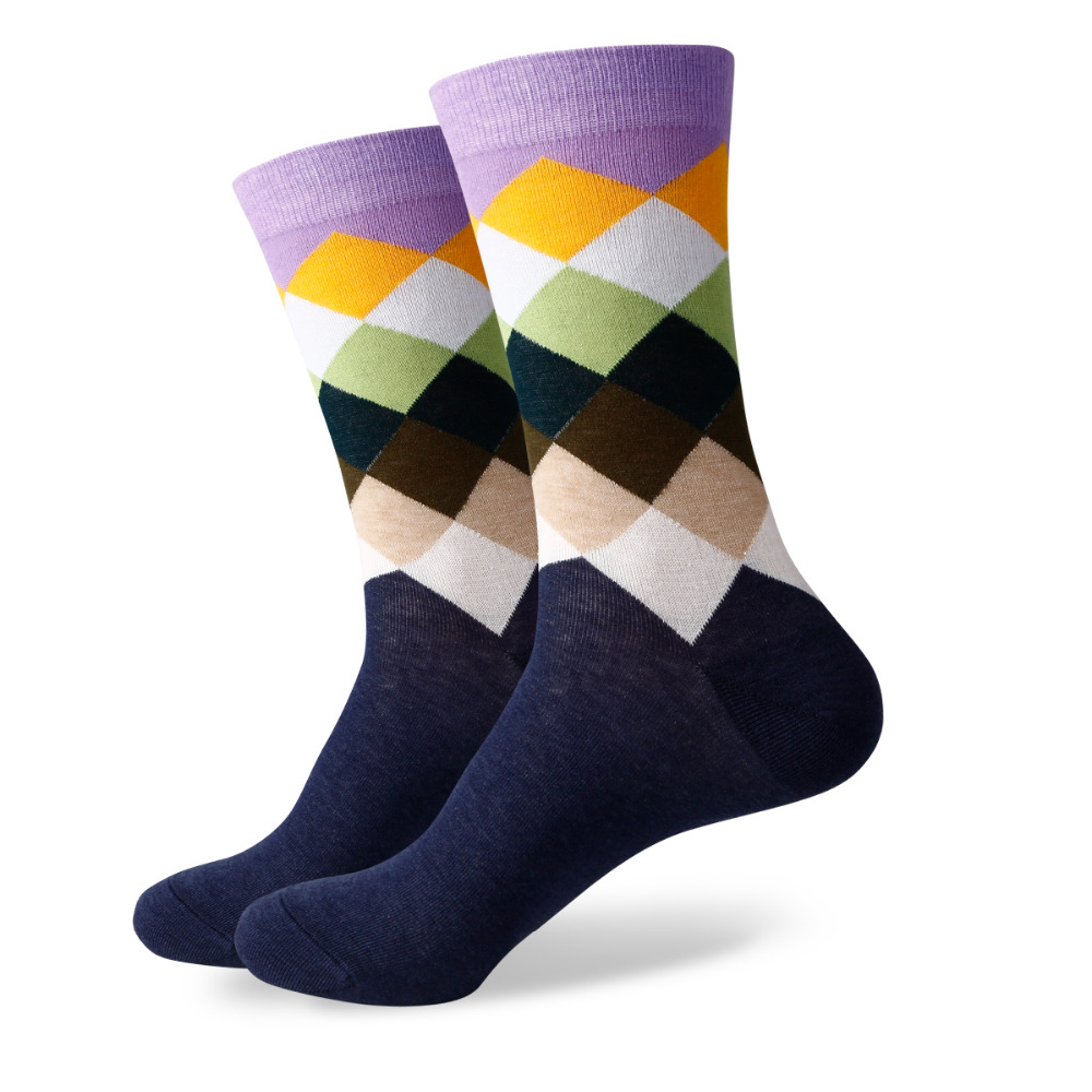 Натпревар-Up мажите шарени чешлани памучни чорапи Дијамант стилови