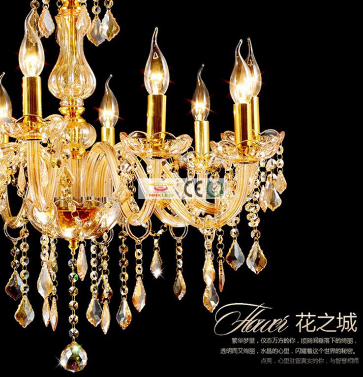 Модерната Злато/транспарентен Кристал candelabra Лустерот Светилка Со 8 Оружје За Јадење Соба И Спалната соба Осветлување