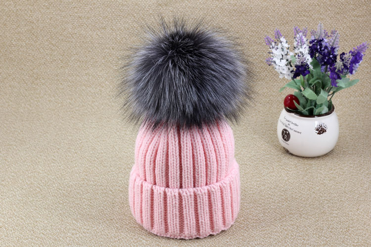 2017 Нови 15 cm Отстранлив вистинско крзно pompon hairball еластична плетени зимска шапка skullies beanies топли капи за жените Тинејџерите крзно капи