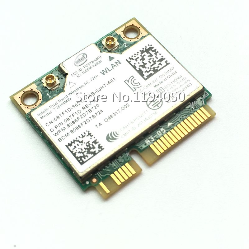 Оригиналниот Безжична картичка Двојна бенд Безжична AC 7260 7260HMWAN 867Mbps Половина Мини PCI-E 802.11 ac 2x2 Wifi Bluetooth4.0 Картичка