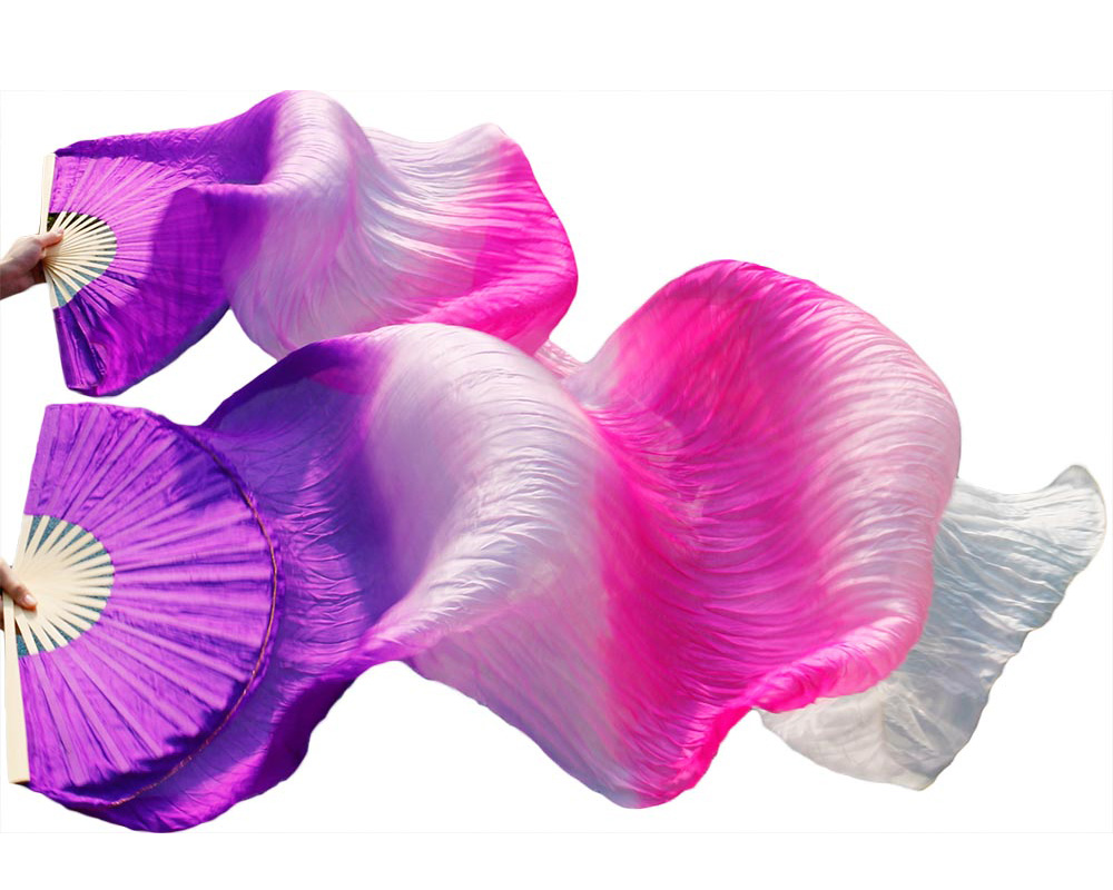женски висок квалитет на Кинески свила превези танц фанови Пар на стомакот танцување фанови евтини Пурпурна +Светло