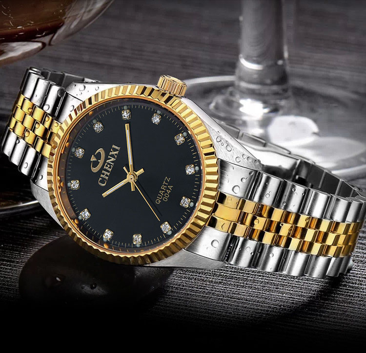 CHENXI Луксузни Мажите Види Сребрена Помеѓу Злато Кристал Љубовникот рачен часовник Помине Рака Класичен Ретро Човек