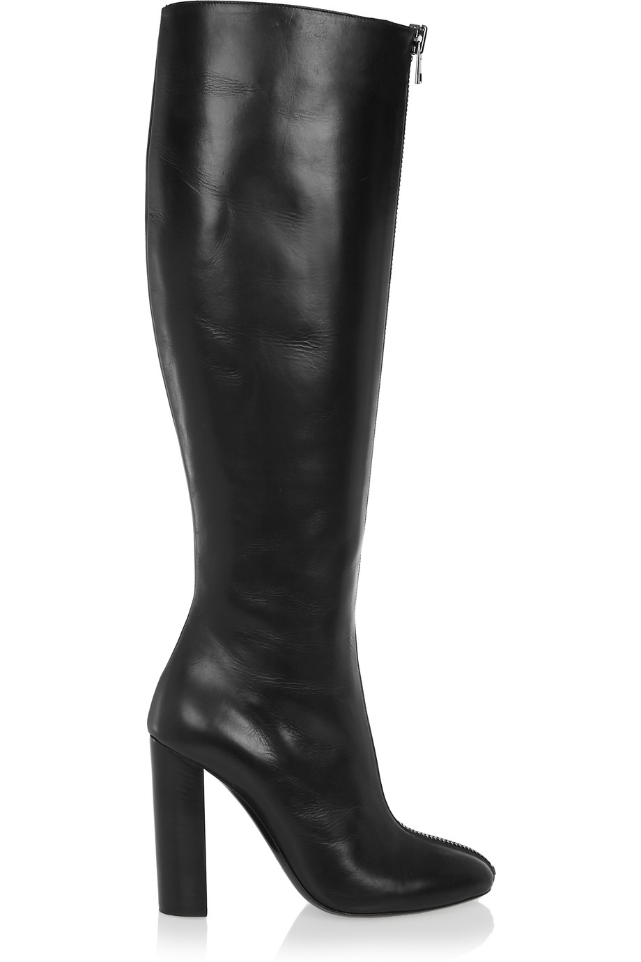2017 Жените Црна Над Коленото Високи Чизми Дами Круг Пети Буци Пета Пред Патент Висока Пета Стилски Зимски Чевли Плус Големина