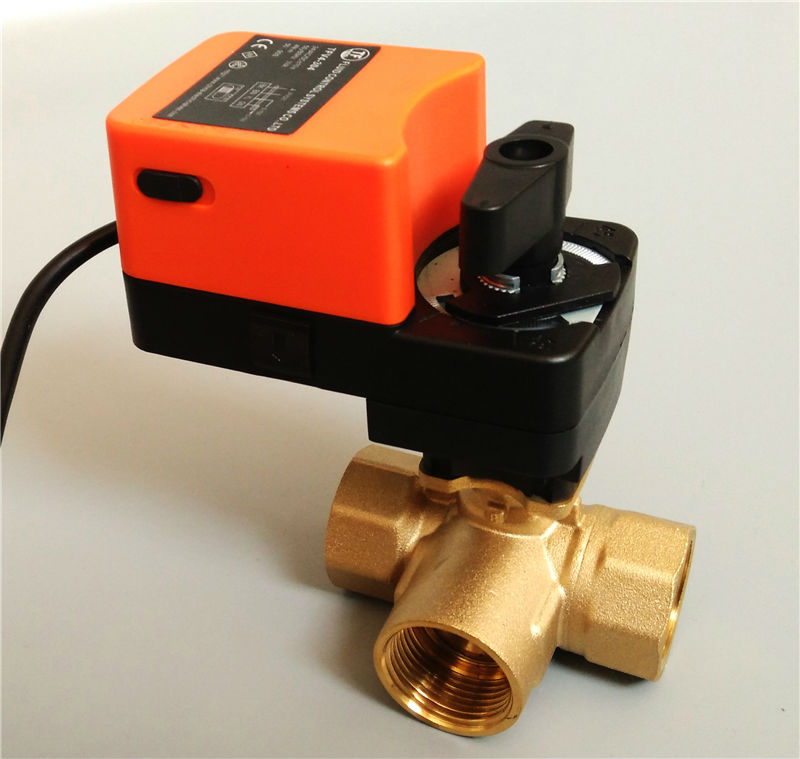 1 AC220V Електрична контрола вентил, 3 начин, ON/OFF тип, DN25 со manual (рачно) може да се замени со отворен секој агол,