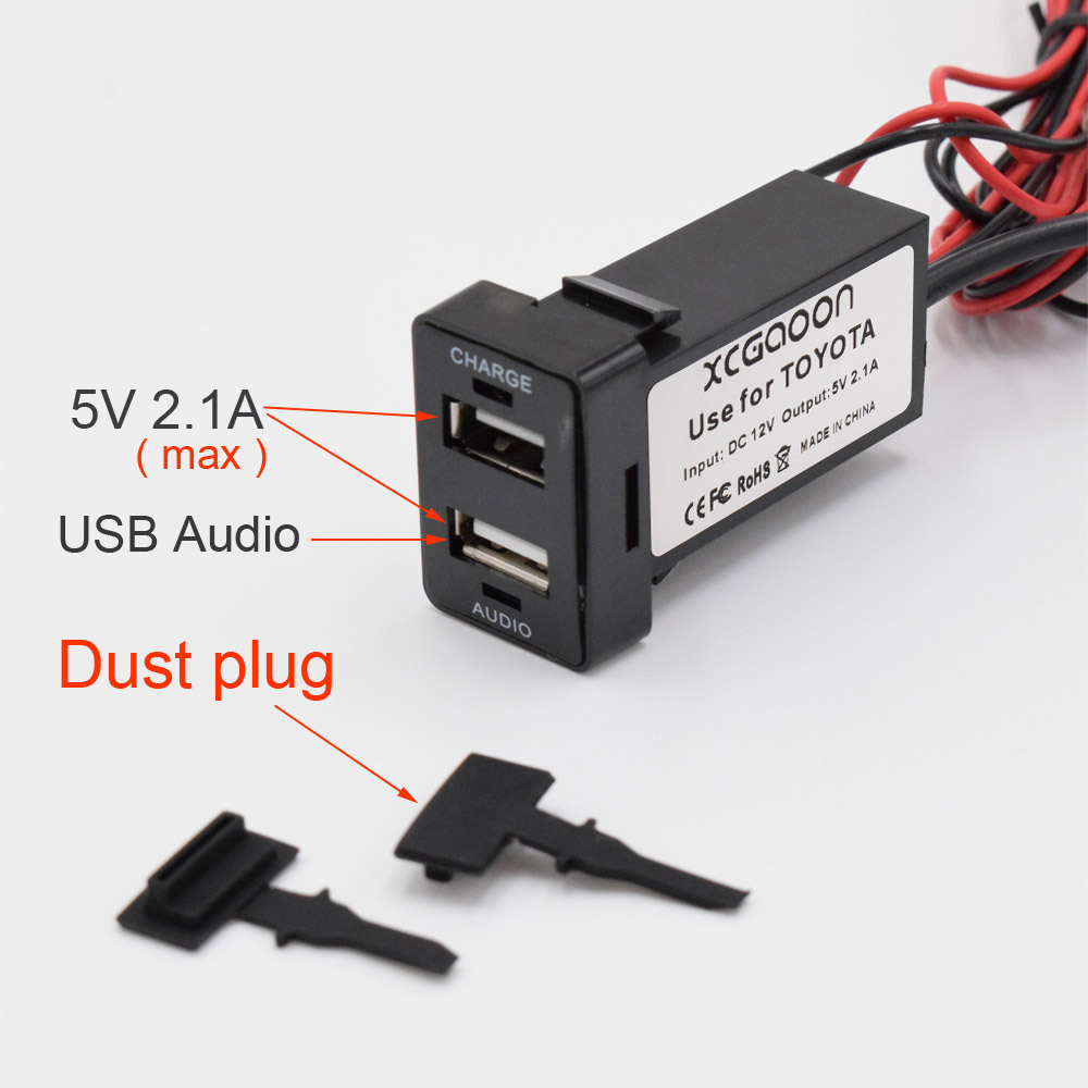 XCGaoon Посебни 5V 2.1 Автомобил USB Интерфејс Приклучок Адаптер за полнење & USB Аудио Приклучок за Употреба за TOYOTA Auris е корола Avensis RAV4