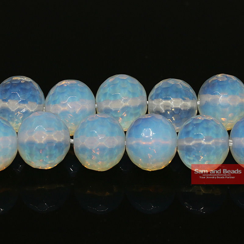 Природен камен фацетирани Бела Opalite Кварц Лабава Монистра 16 Влакно 4 6 8 10 12mm Изберете Големина За Diy Хривнија Ѓердан FWOB01