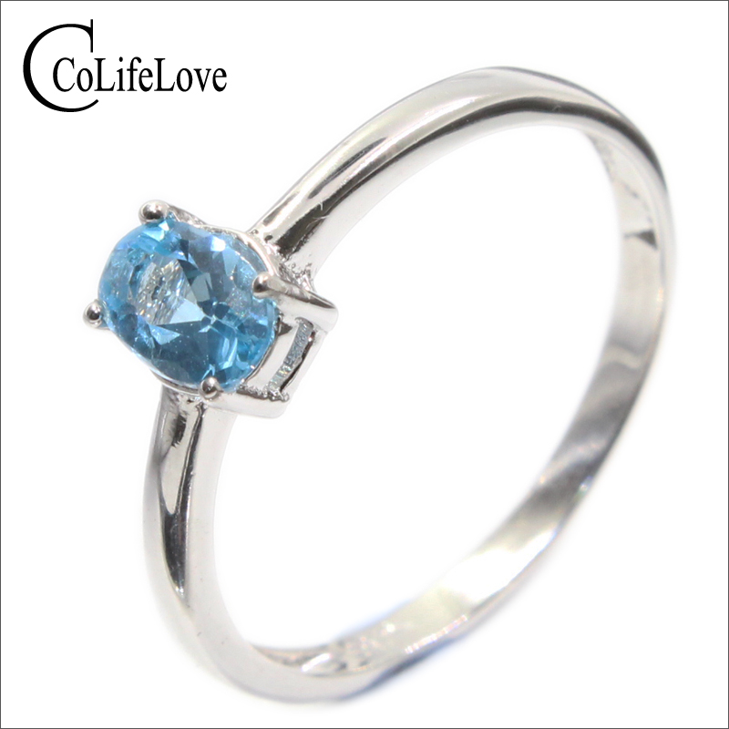 ТОПЛА ПРОДАЖБА Гарантира природни топаз мода кристал прстен 925 Солидна Sterling Silver ангажман прстен за девојка топаз прстен