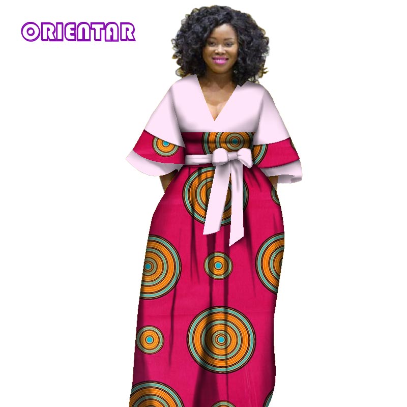 2018 Нов африкански фустани за жени bazin riche стил femme африкански облека доброто дама печати восок plus size партија се облекуваат WY2841