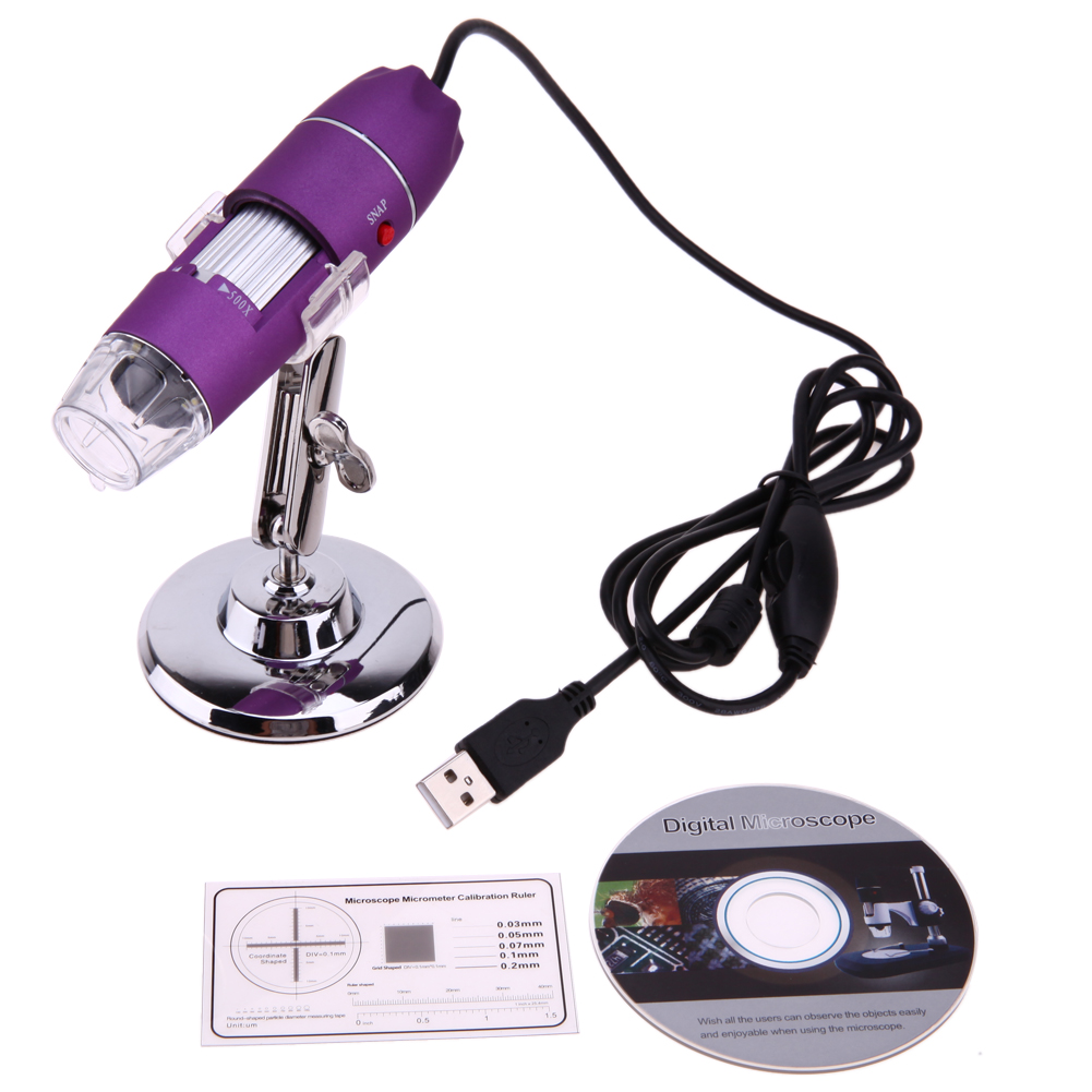 Луксузна 50X-500X USB Дигитален Микроскоп Зголемувачот Кожата, Косата Blackhead Фоликул Скалпот Детектор Пурпурна USB OTG Микроскоп
