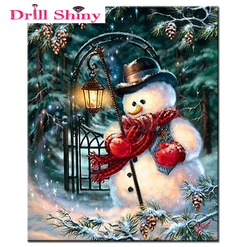 Занаети 5D Дијамант Мозаик Сликарство Божиќ снежен човек полн Плоштад Diy Дијамант Везови Кристал Дијамант сликарство Крстот Бод