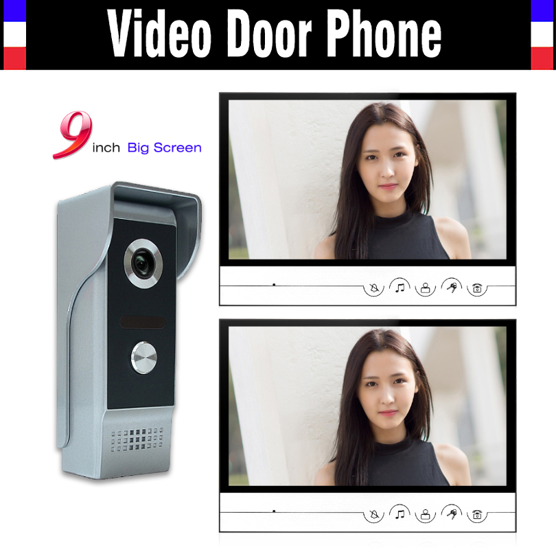 9 инчен големиот екран видео врата телефон систем за видео спогодба врата doorphones комплет за домашно видео спогодба system2-Monitor