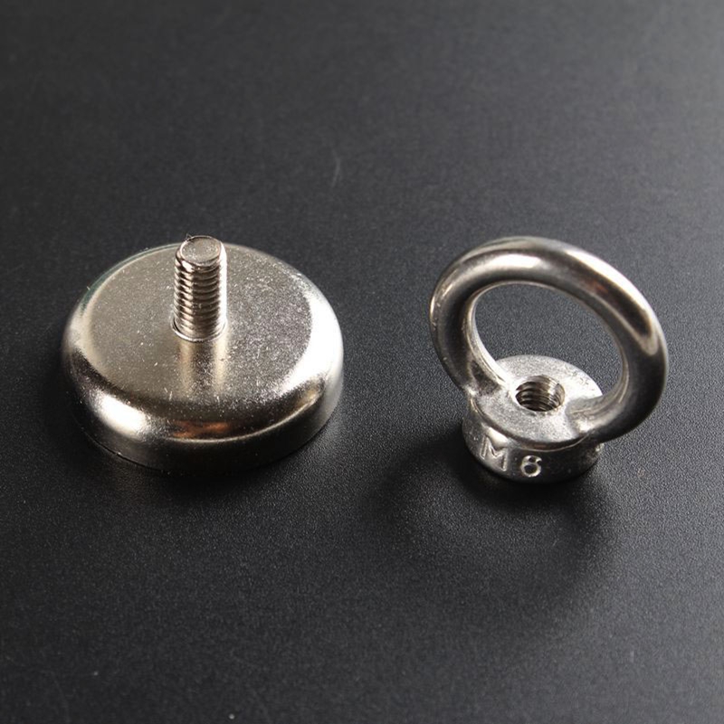 На монтажа постојан Neodymium магнет со челичен прстен,Srong NdFeB магнет,Влечење на сила е 34KGS и кол е 32-милиметри, 2 парчиња/многу