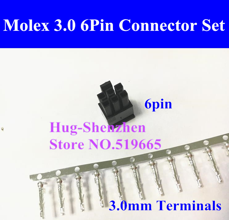 Трговија на големо 100X Molex 3.0 mm 2*3pin 6 Pin 6pin 43645-0600 Машки Моќ Конектор за Домување Црна Пластика Школка со 600 терминали pin
