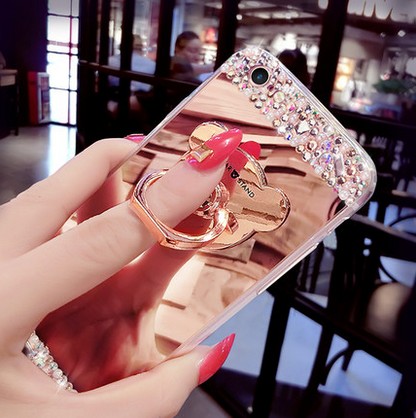 Телефон случај За Huawei Чест 4X случај Силикони Случај Покрие нов луксузен прстен Носителот огледало Мека Случај За