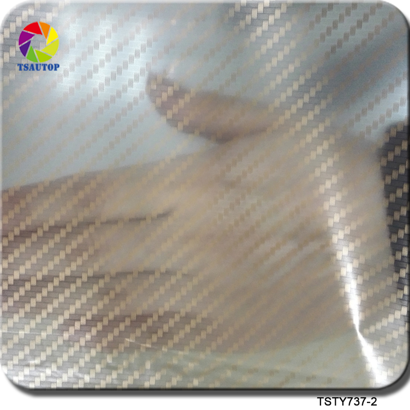 Бесплатен превозот TSAUTOP Големина 0.5 m x 2m злато транспарентен карбонски влакна вода трансфер хидрографски филм трансфер TS737-2