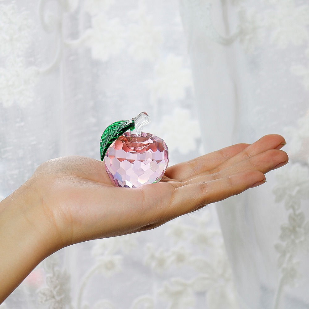40mm Розова Фацетирани 3D Кристално Стакло Paperweight Apple рачно изработени Занаетчиски Свадба Корист Подарок Претставува