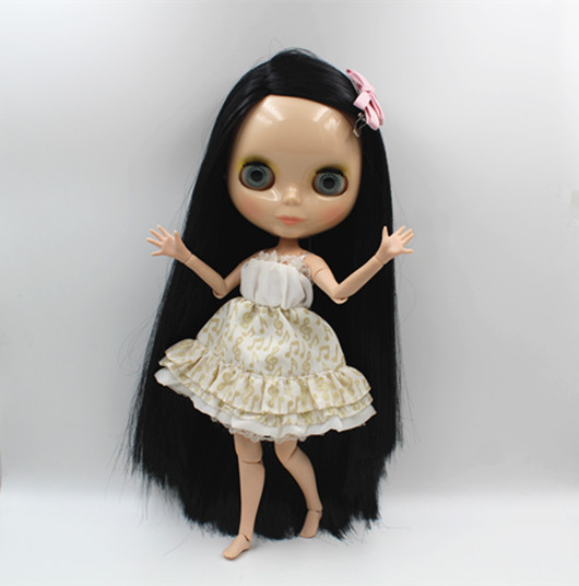 Blygirl Blyth кукла Црна Лиу Хаи вертикален banghai права коса заеднички тело голи кукла 19 заедничко тело DIY кукла може да се промени шминка