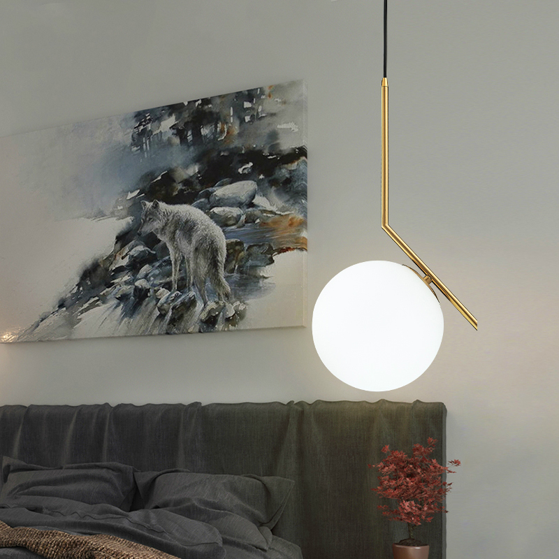 Пост модерна креативни стакло топката pendant светлина тела norbic краток дома деко трпезарија златна E27 LED сијалица