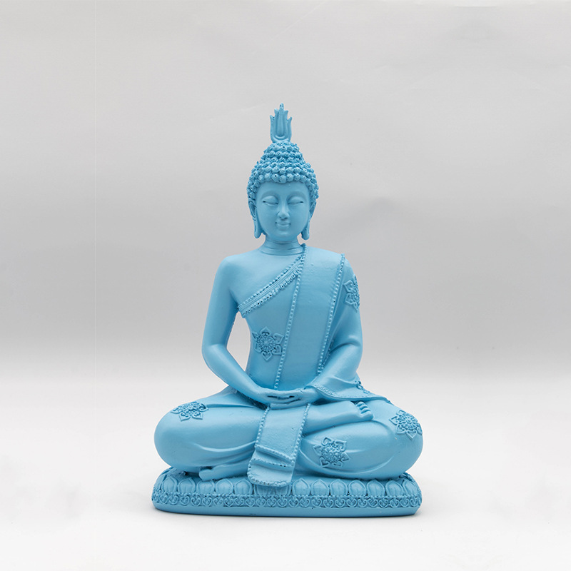 BUF Буда Статуа на Монахот Figurine Тајландски Буда Статуи Скулптури Смола Занает Дома Декорација Додатоци Украси