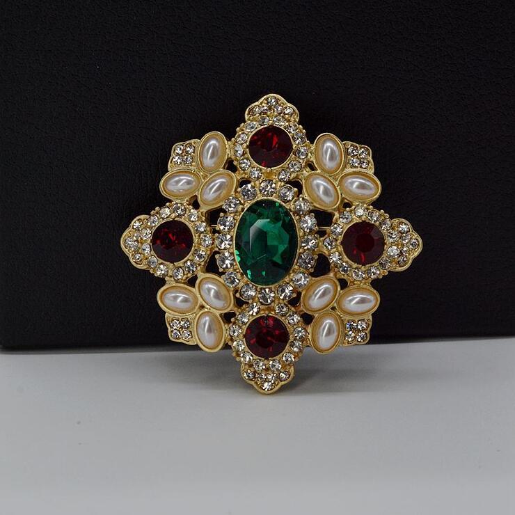 Накит Увоз Кристал Brooch смарагд обоени скапоцен камен brooch brooch pin Барок луксуз