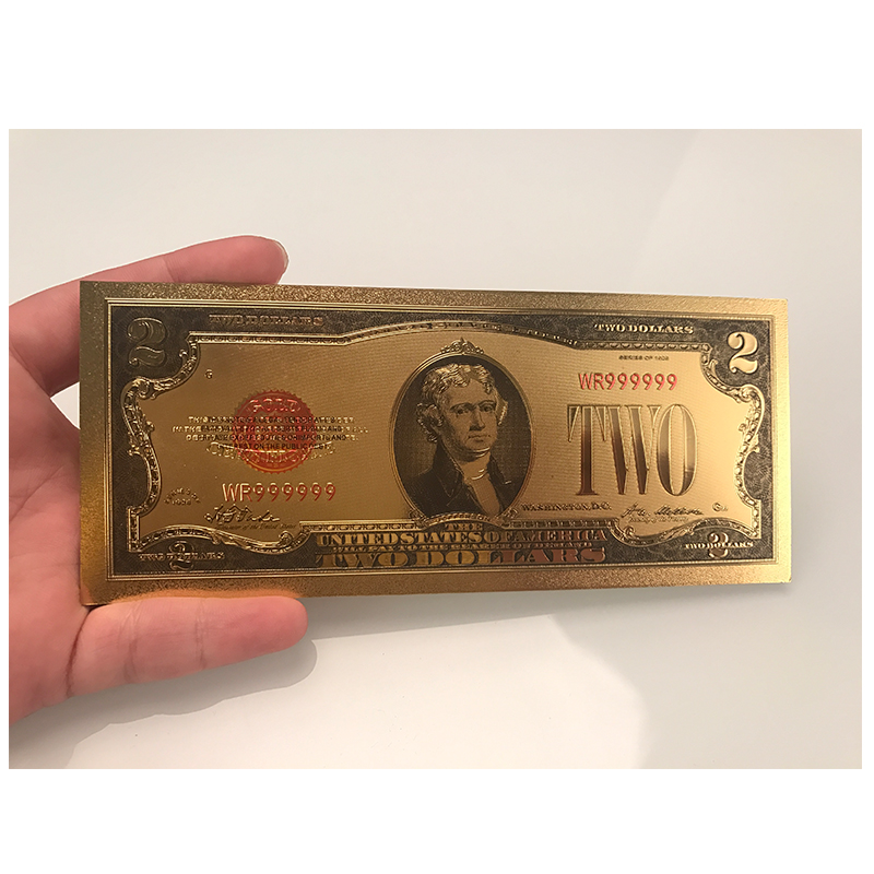 Светот Хартија Пари, Банкноти САД 2 Долари Златна Фолија Банкноти Бил Американски Дизајн