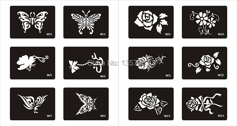 Нови 120 Дизајни Сјајот Тетоважа Матрицата Цртање За Сликарство Airbrush Тетоважа Stencils За Привремено Хена Шаблони Налепници
