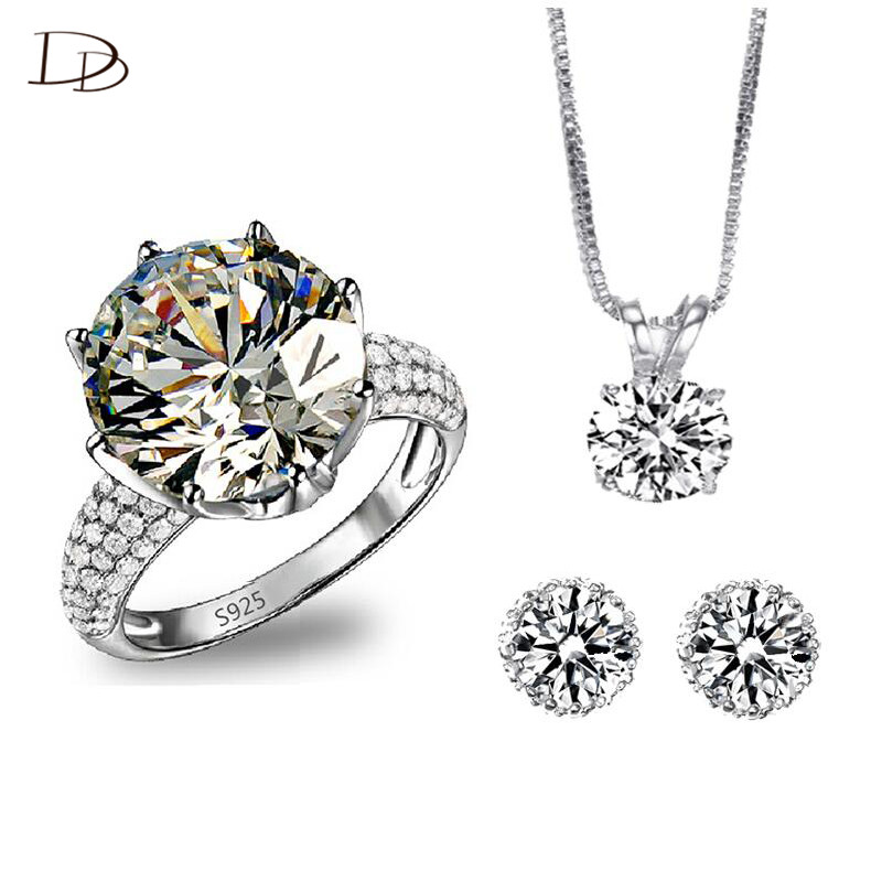 голема кристал прстен pendant ѓердан обетки комплети за жени свадба булчински бело злато боја на накит за брендот за накит ASM008