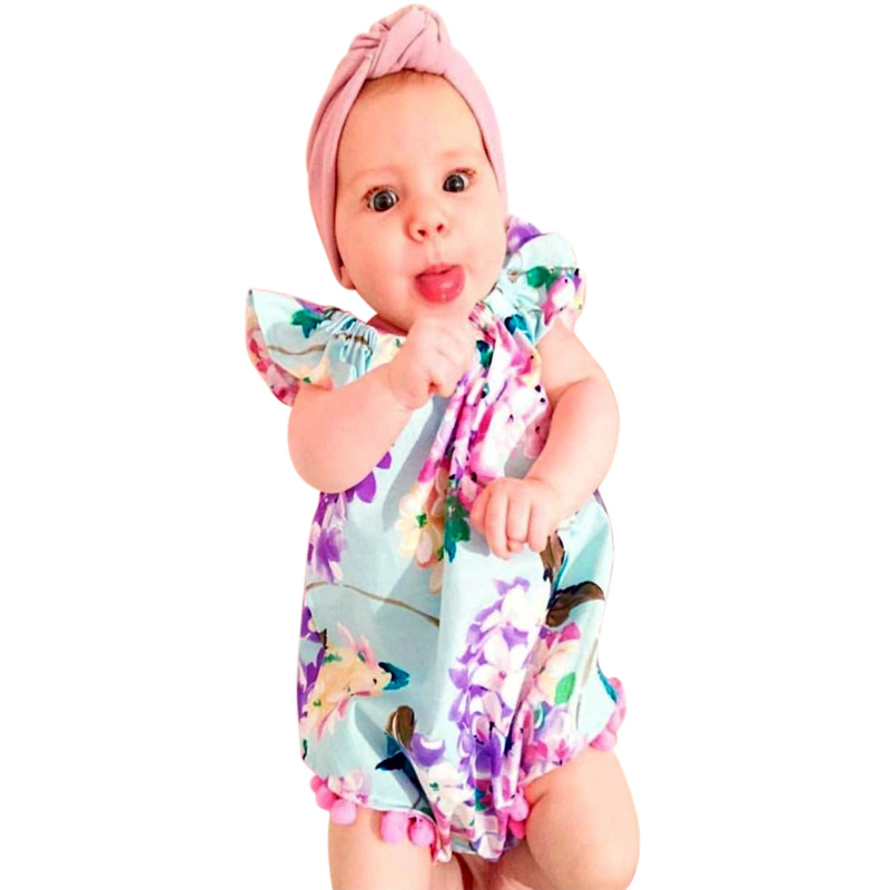 2017 Лето Цвет Бебе Rompers Симпатична Бебе Девојки Облека од Еден парчиња Новородено Бебе Бебе Jumpsuits Флорални Тимови