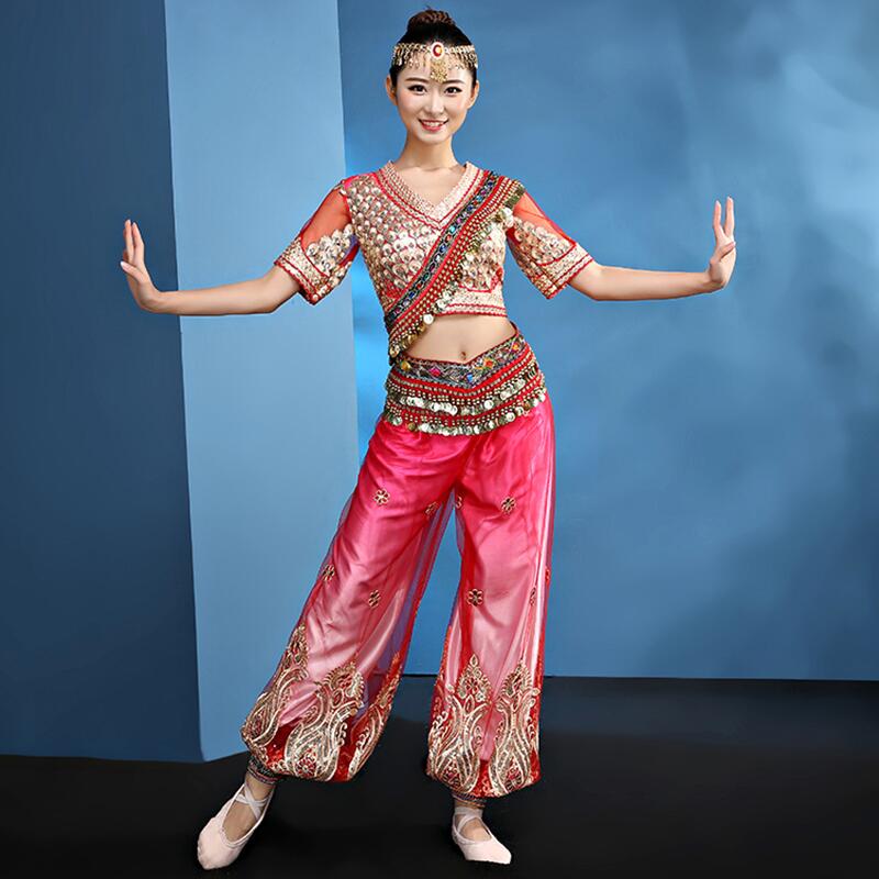 Новиот Ориентален Танц Носии Жените Стомак Танц Облека (Врвот+панталона) Египетскиот Индија стил на Изведба носат Стомак Танц Костим Сет