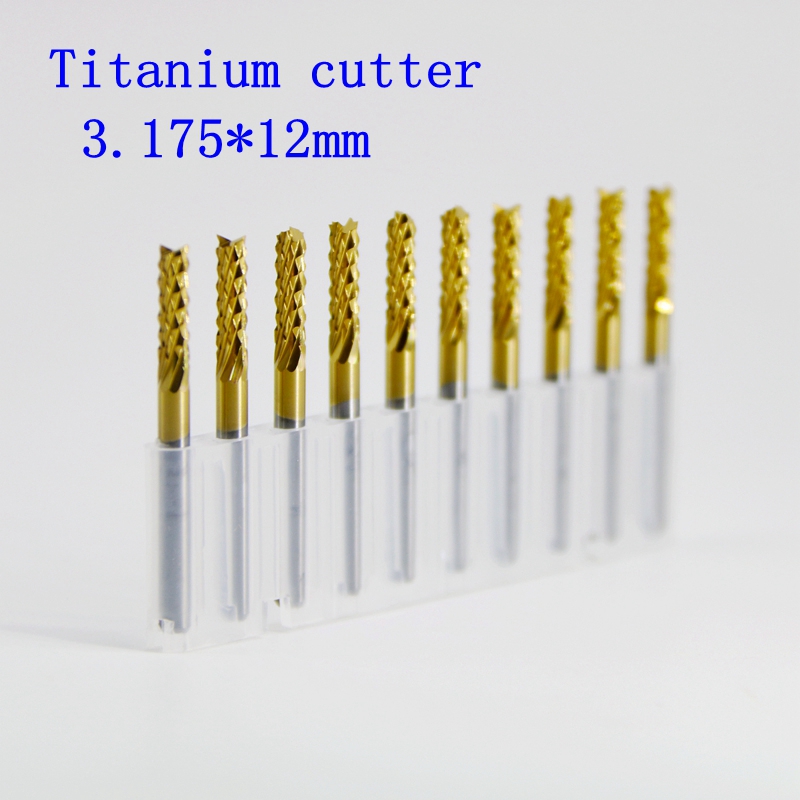 3.175 mm титаниум обложена PCB машина група 10PCS метал Fresa CNC рутер гравирање алатка волфрам карбид машина за сечење accessorie