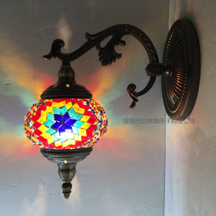 Најновите E14 Рака-инкрустирани стакло мозаик спалната соба дневна соба декоративни Ѕид Светилки на Медитеранскиот стил на турскиот Светилки