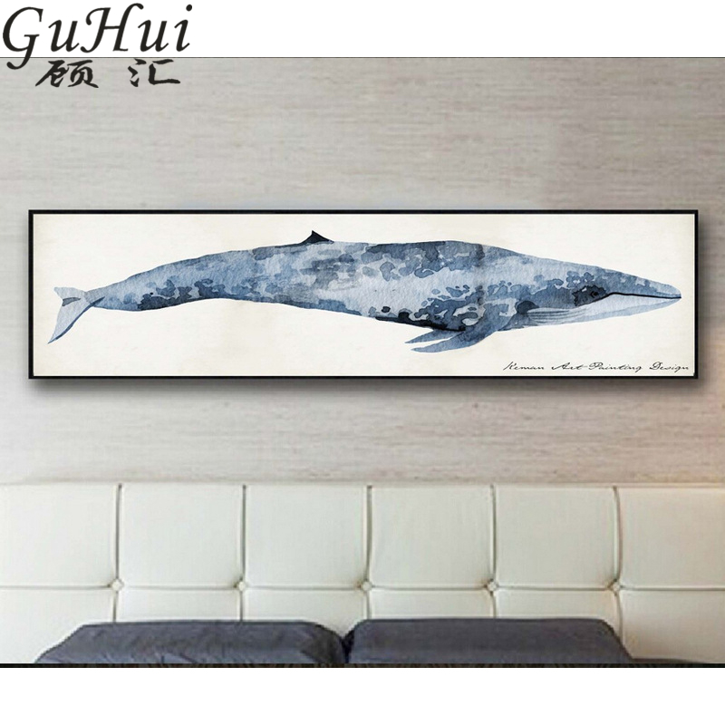 Нордиските модерна акварел на животните кит платно сликарство seascape уметност ѕид слики дневна соба троседот ѕид позадина