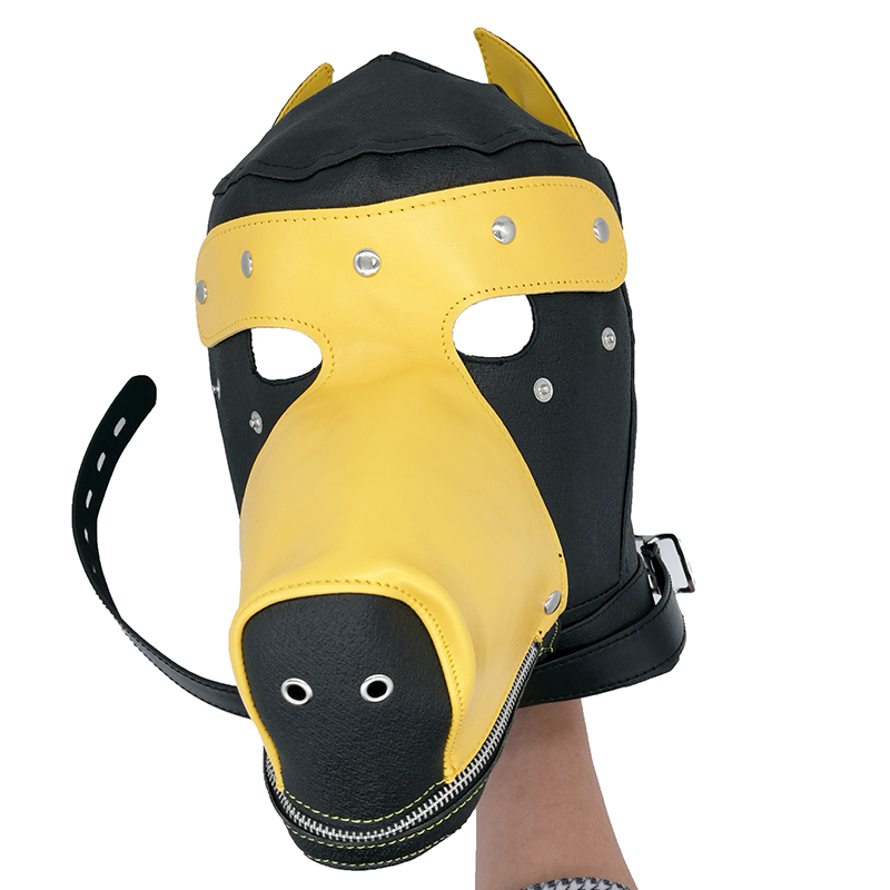 Тиери Крајната Кожа Куче Аспиратор со муцката,замолчени,ушите,маска за очи,патент на устата нуди визуелно и функционално жалба за игра кутре