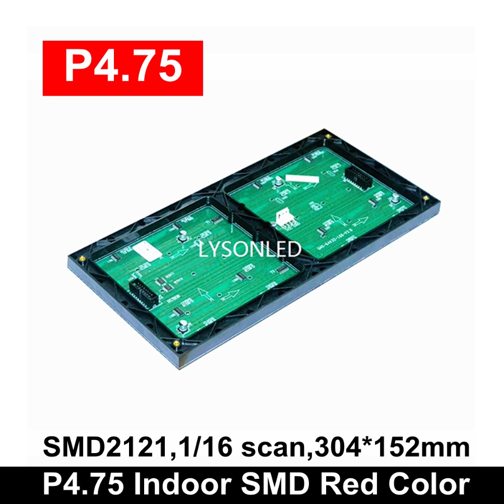 LYSONLED 50pcs/многу P4.75 SMD црвени led модул 304*152mm,top1 за текстот на екранот,64 * 32 пиксели, Led monochrom led дисплеј панел