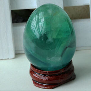 Polka точка зелена fluorite јајце antozonite кристал камен+стојат