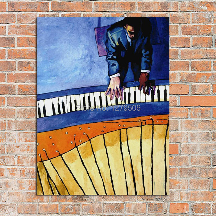 Рачно изработени Апстракт маслото На Платно Пијанист Свири Пијано ѕид слика за Дневна Соба Ѕид Уметност големо Платно