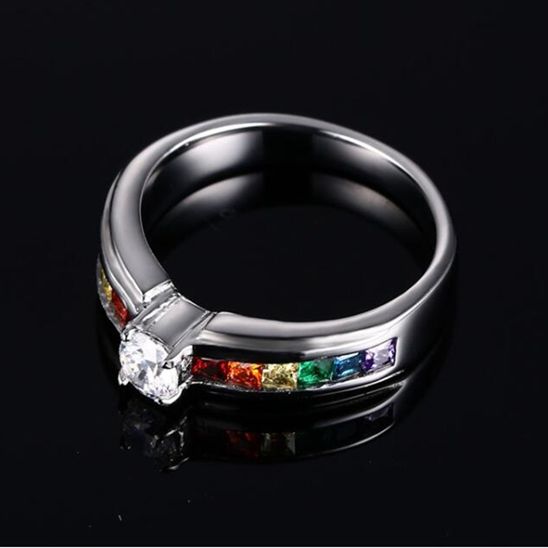 Шарени Виножито прстен геј неколку прстени титаниум челик со Кубни Циркон мода се хомосексуалните љубители на накит anel bague