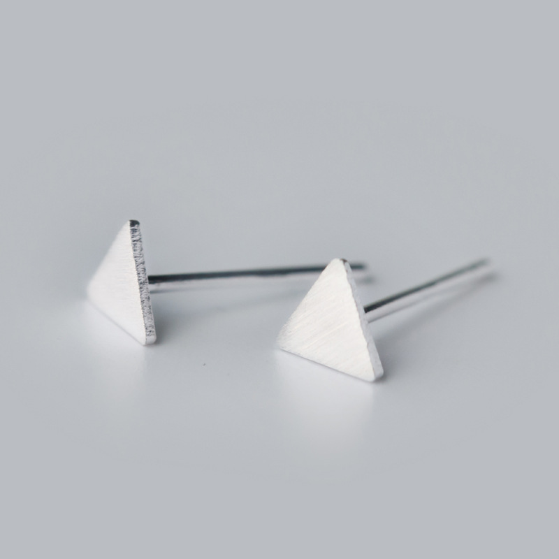 Лабораторија Гарантира 925-sterling-сребрена Мали Мали Триаголници Едноставна Симпатична Мат Геометриски Фунта-Сребро-Накит