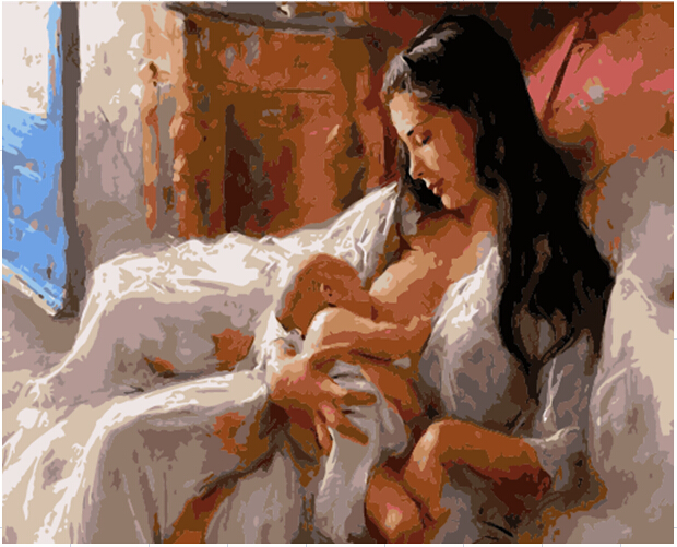 бесплатен превозот 40*50cm акрилик масла на платно cuadros decoracion 40*50cm слика од броеви Мајчинската љубов слики